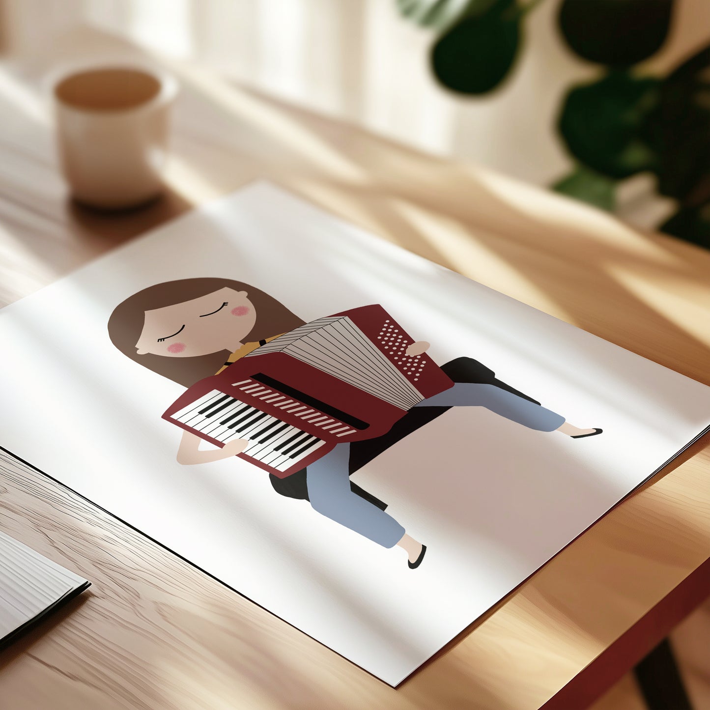 Piano Accordion Player Girl Art Print