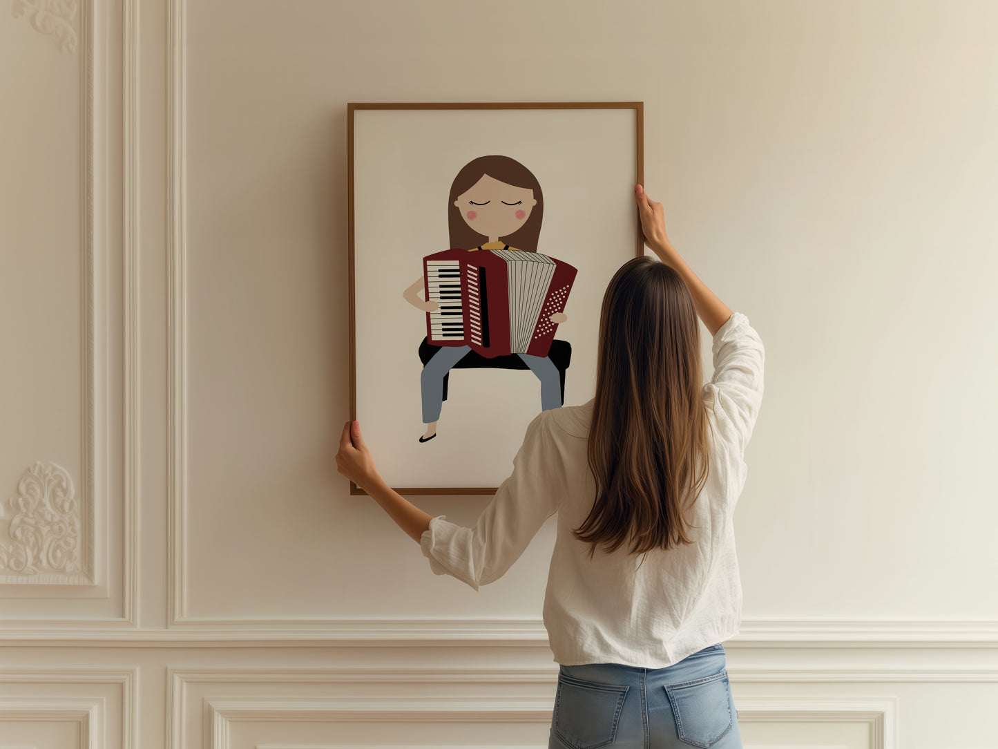 Piano Accordion Player Girl Art Print