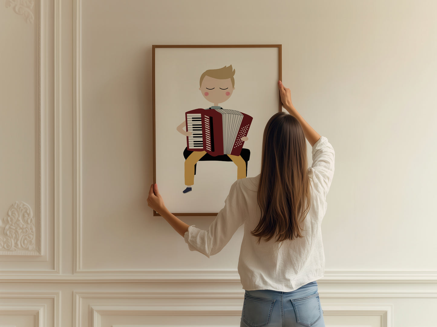 Piano Accordion Player Boy Art Print