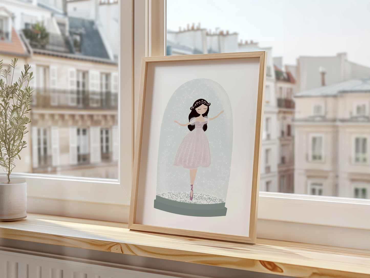 Ballerina Snow Globe Art Print