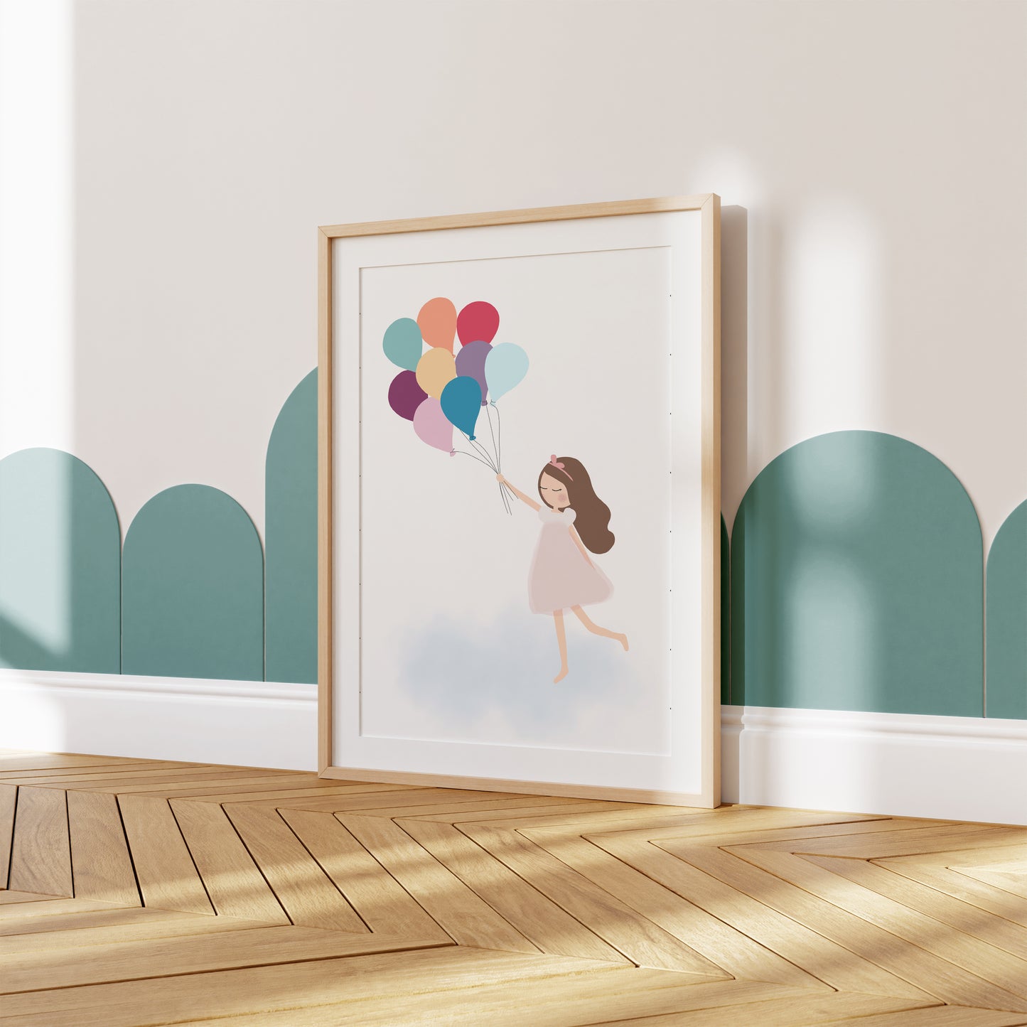 Flying with balloons poster by Jollie Bluebear