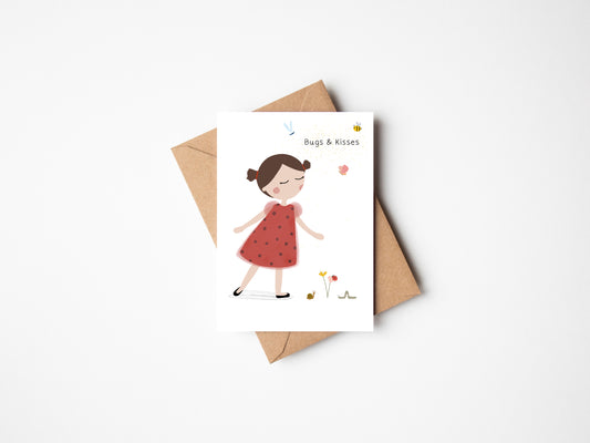 Bugs And Kisses Card by Jollie Bluebear