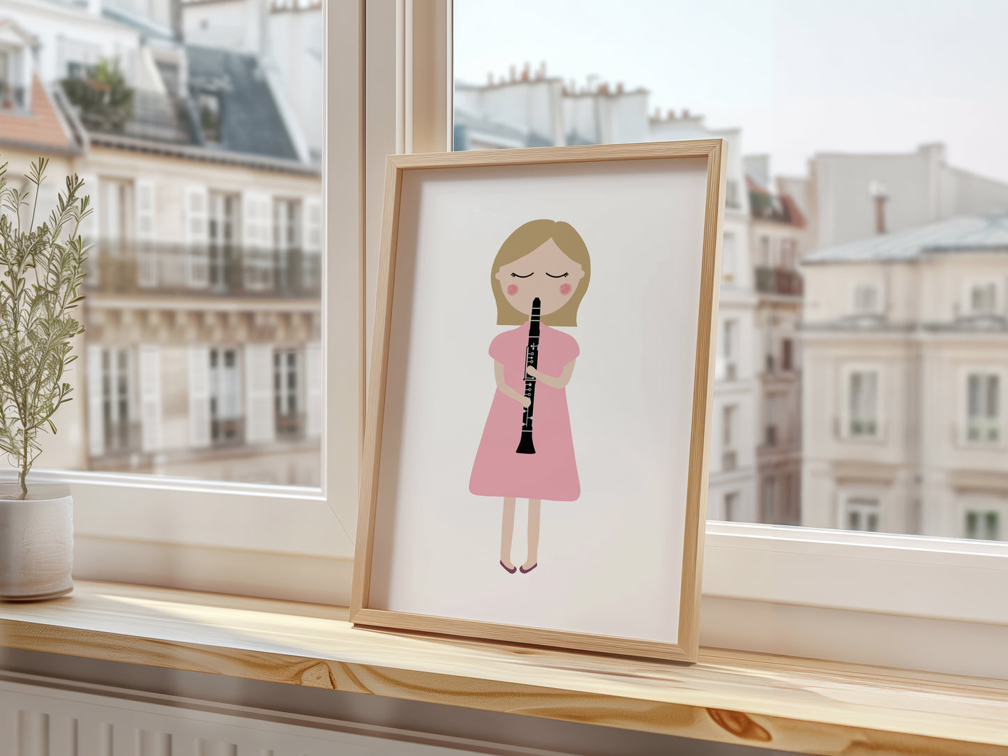 Clarinet Player Girl Art Print