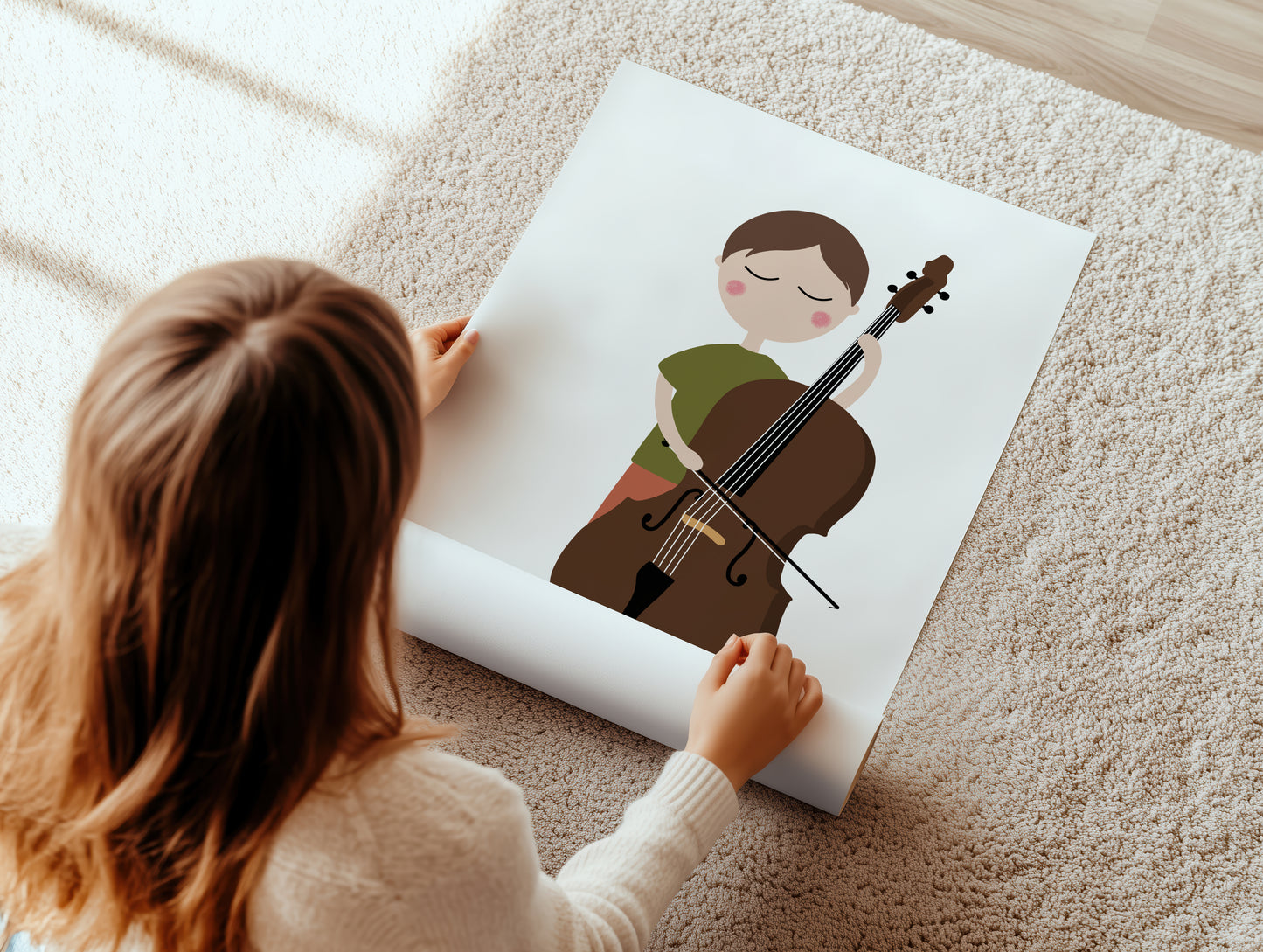 Double Bass Player Boy Art Print