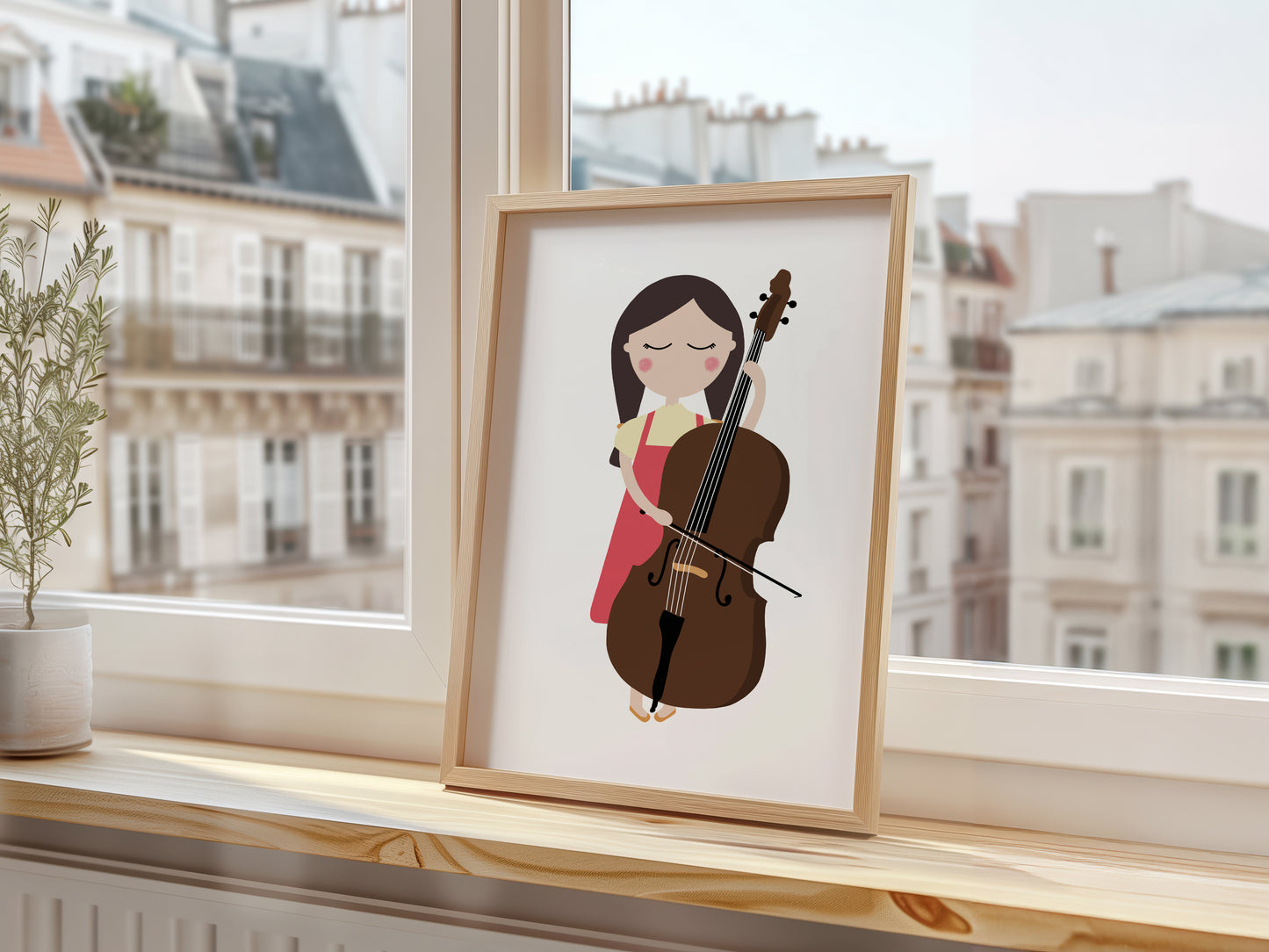 Double Bass Player Girl Art Print