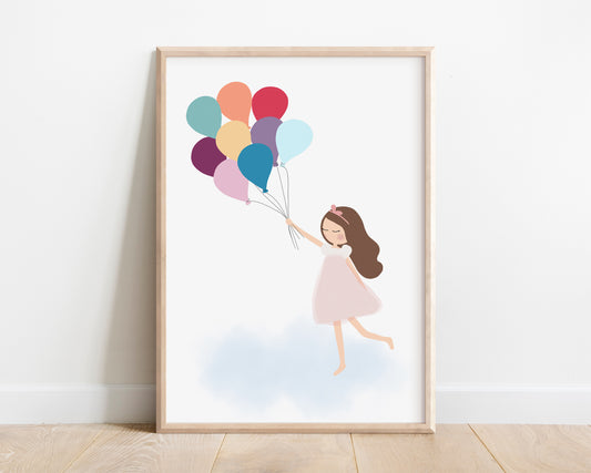 Fly With Ballon Art Print by Jollie Bluebear