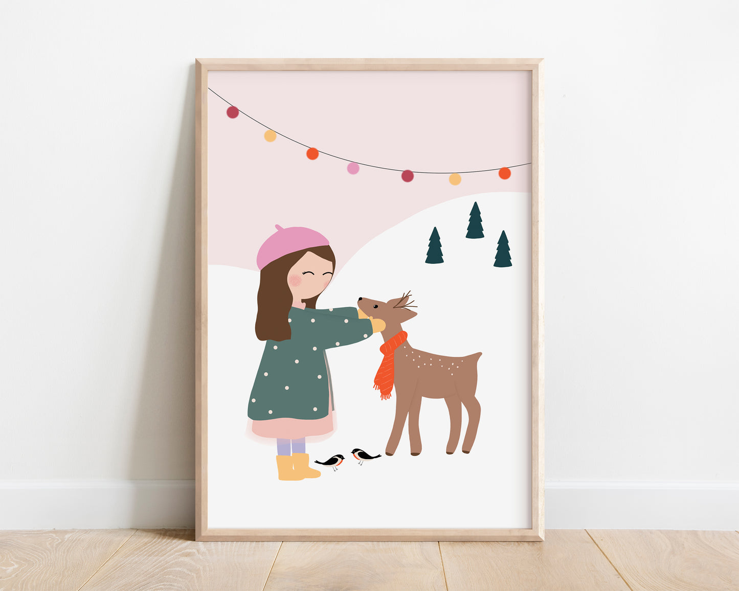 Girl And A Deer Art Print