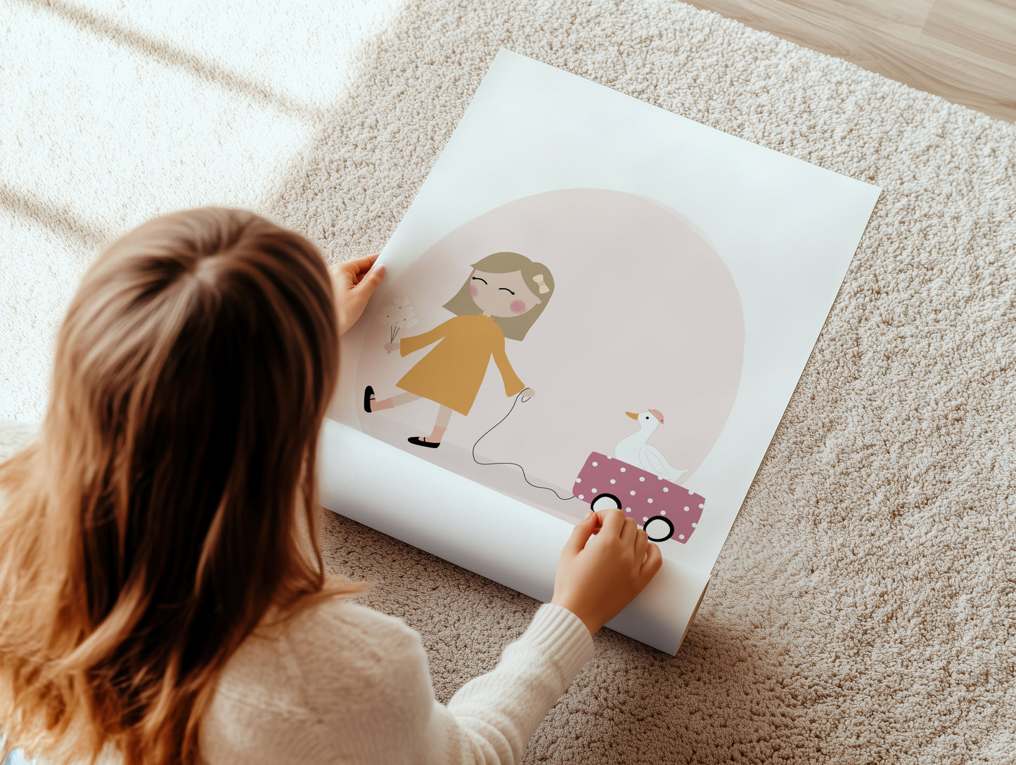 Little Girl With A Goose Art Print