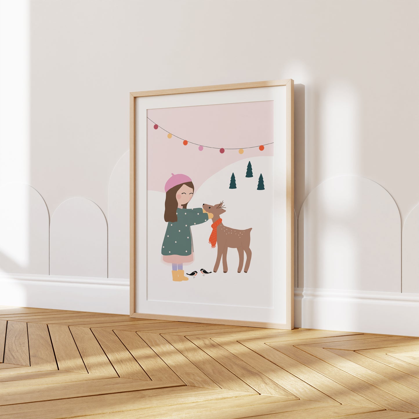 Girl And A Deer Art Print