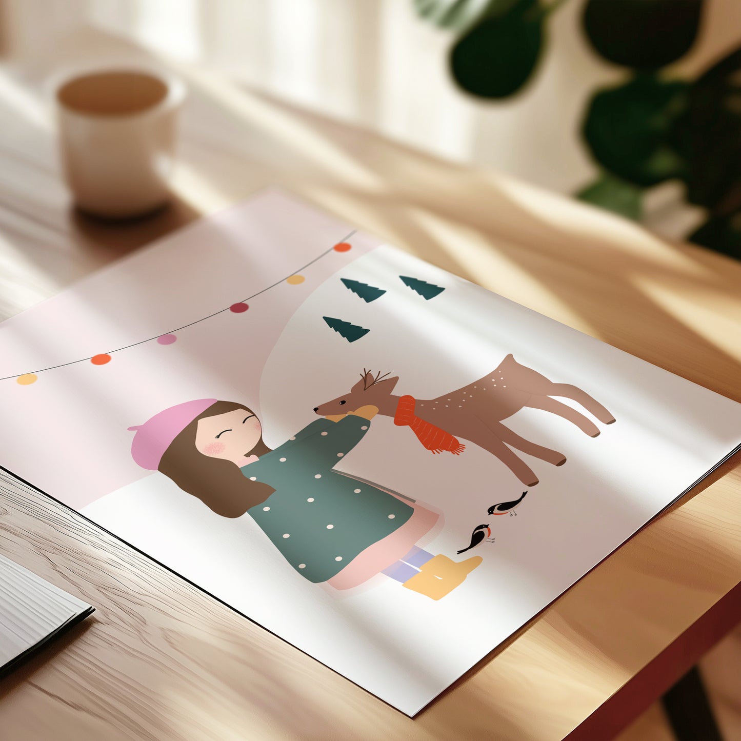 Girl And A Deer Art Print