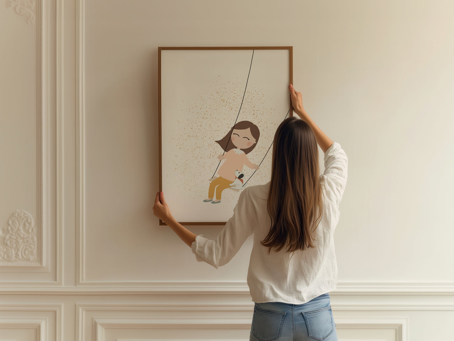 Little Girl On A Swing Art Print