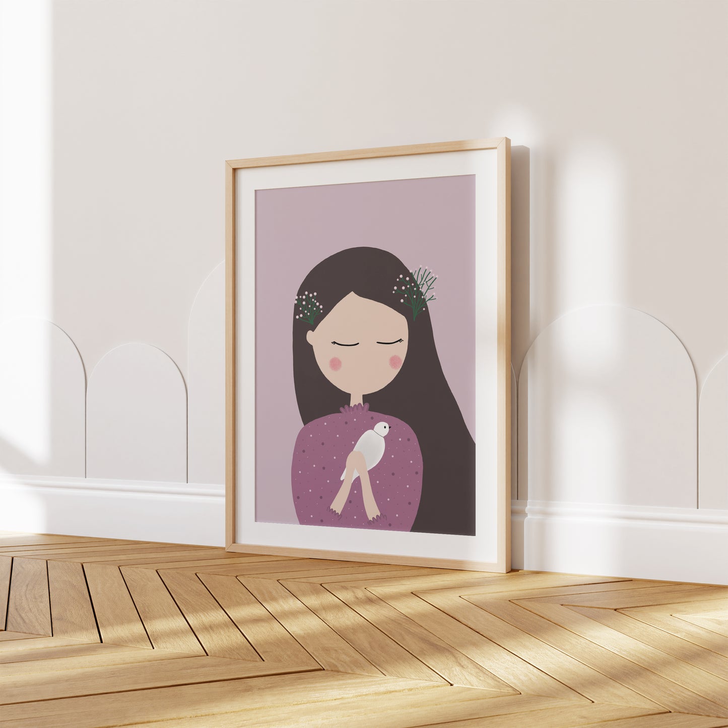 Girl With A Dove Art Print