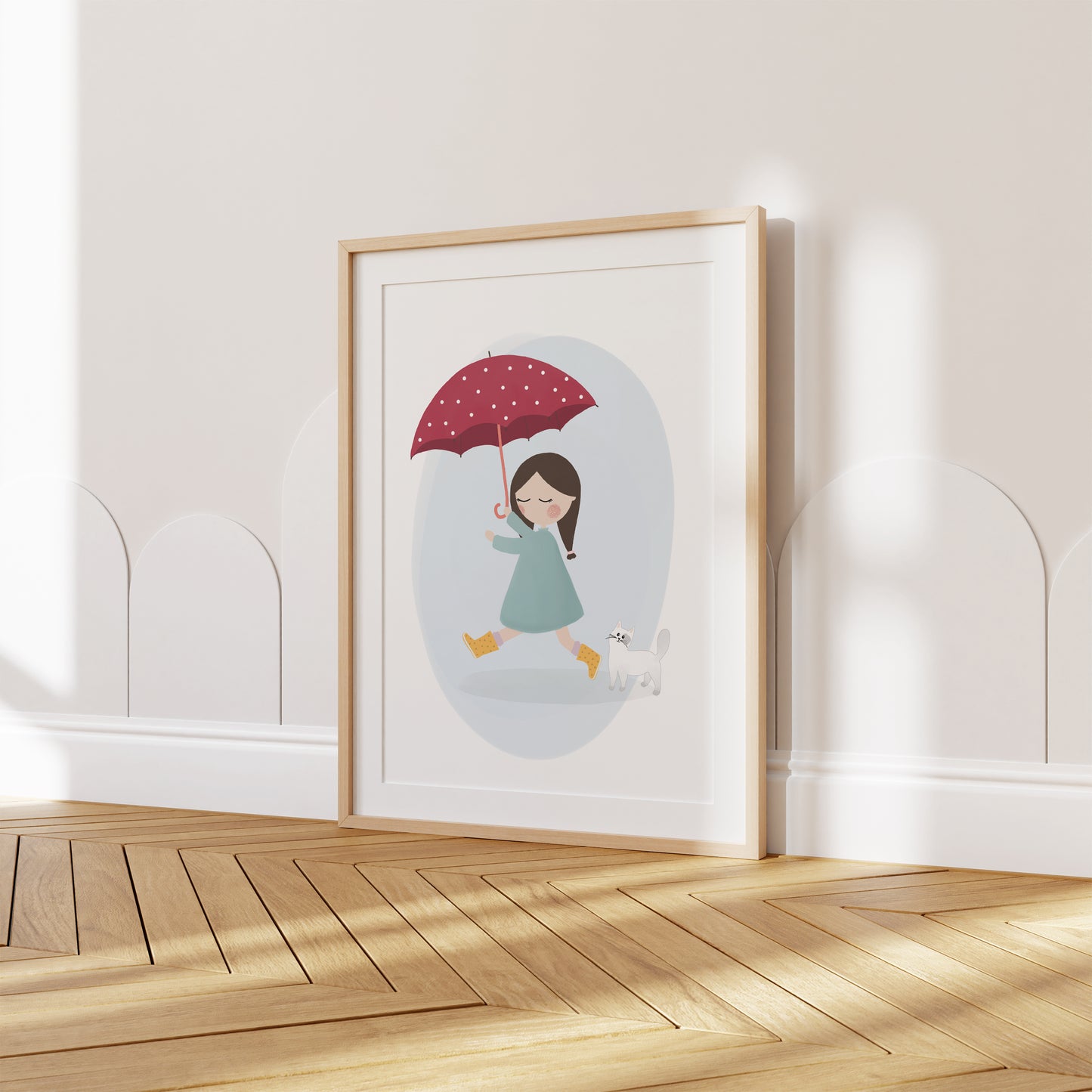 Girl With Umbrella Art Print