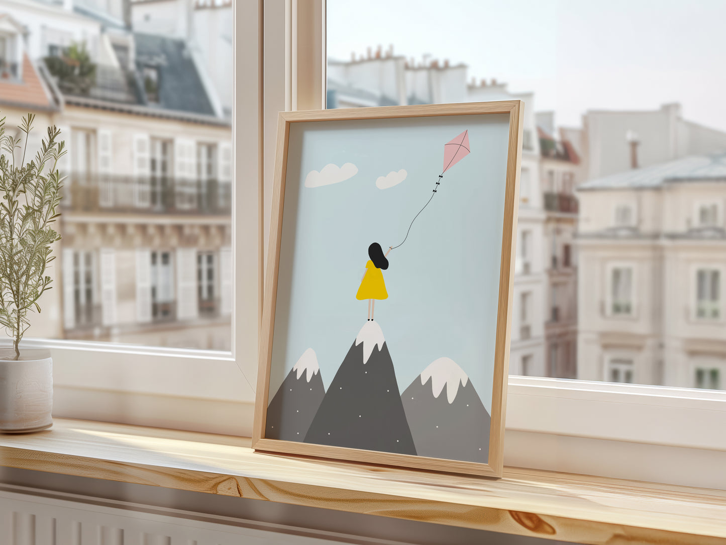 Girl With A Kite Art Print