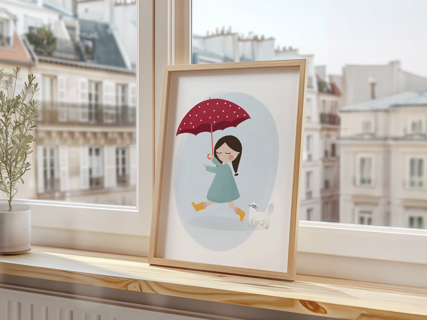 Girl With Umbrella Art Print