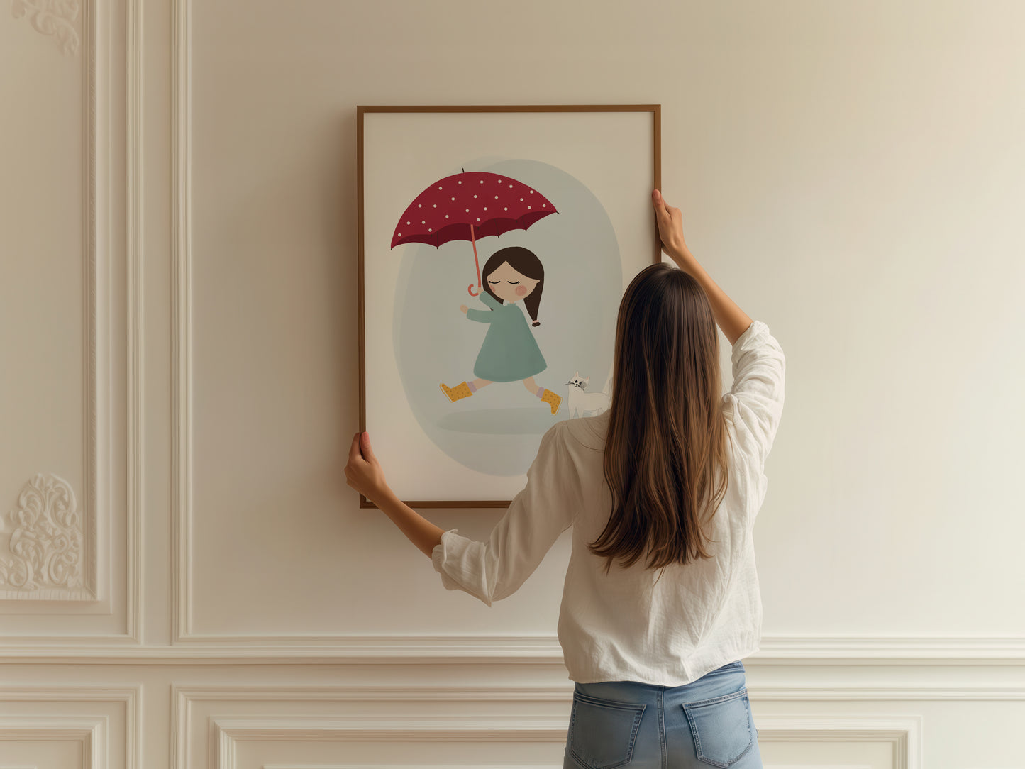 Girl With Umbrella Art Print