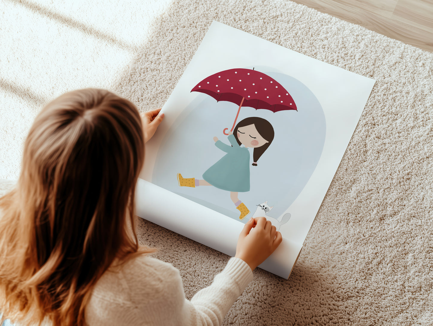 Girl With Umbrella Art Print
