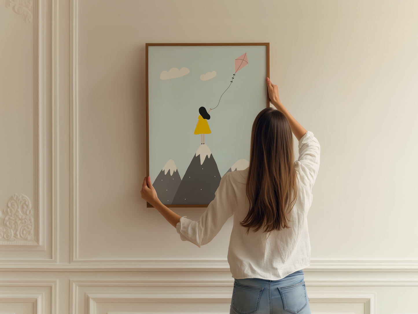 Girl With A Kite Art Print