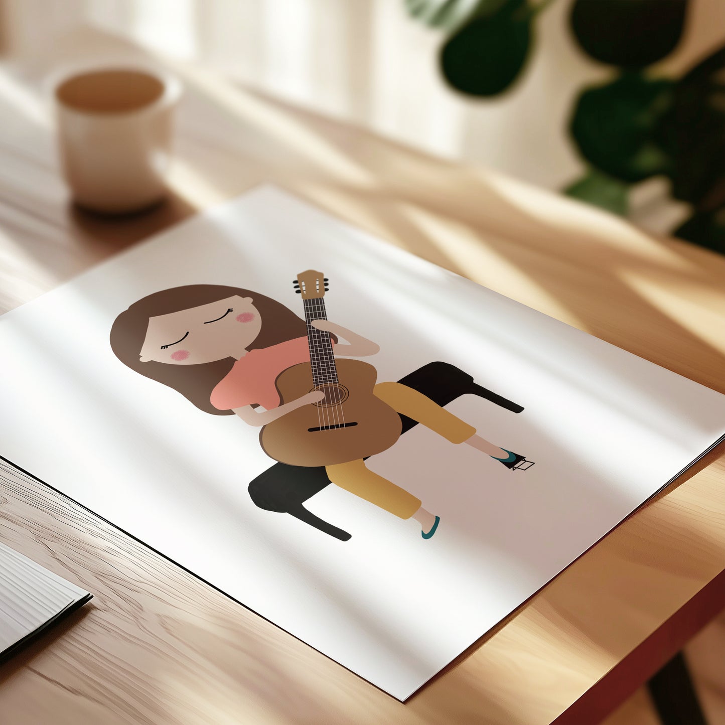 Guitar Player Girl Art Print