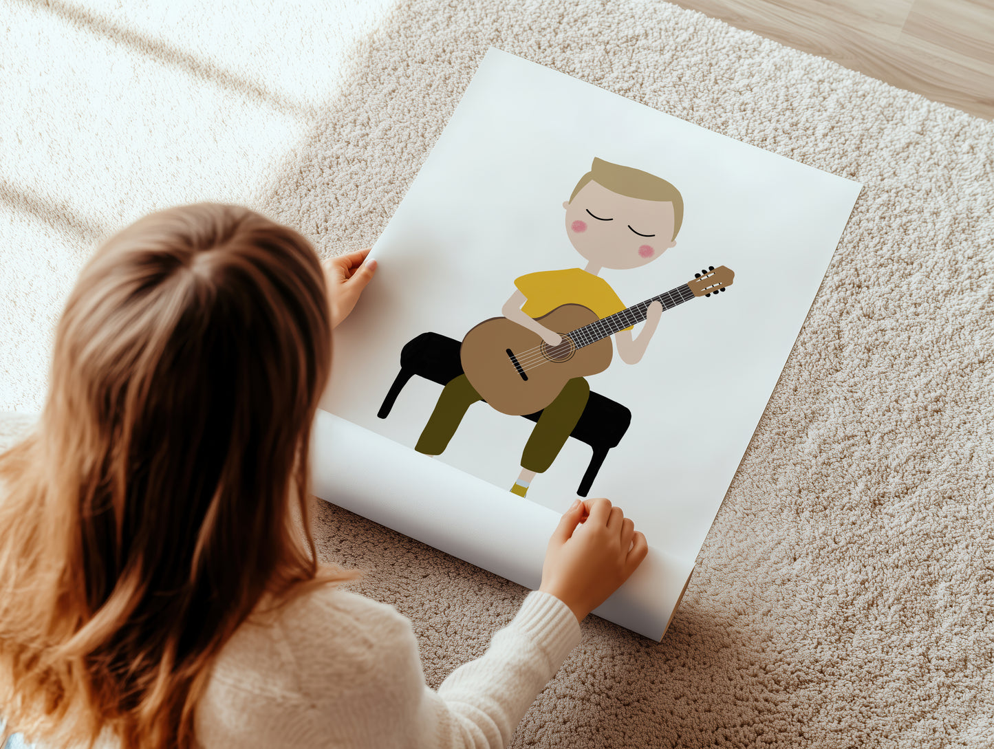 Guitar Player Boy Art Print