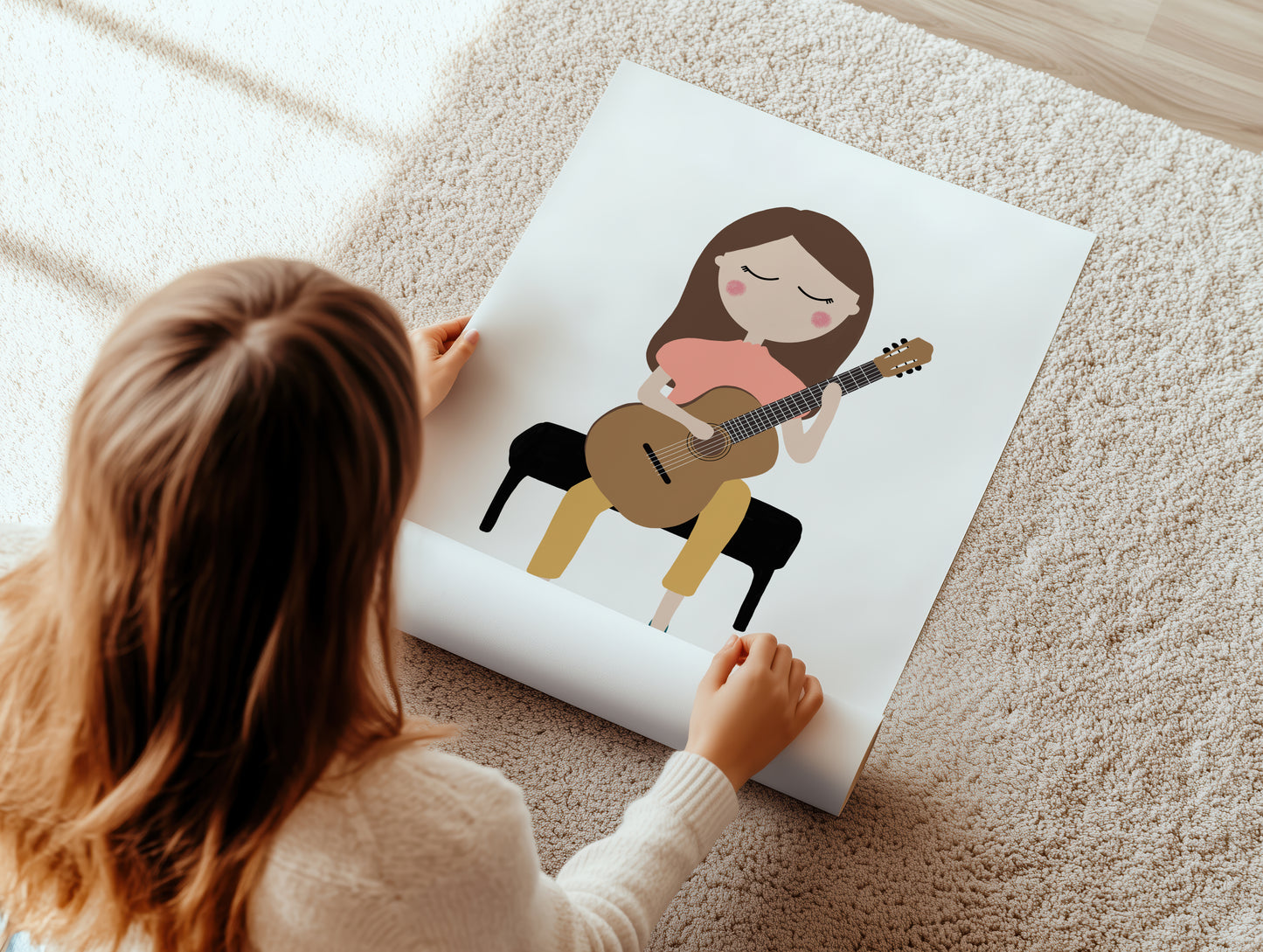 Guitar Player Girl Art Print