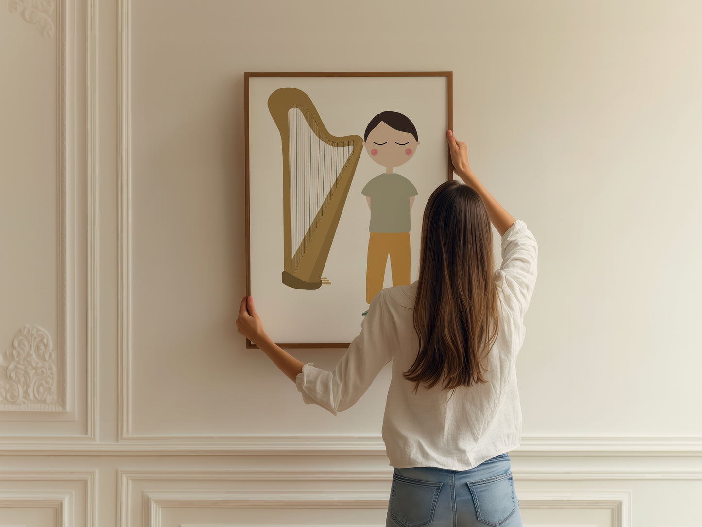 Harp Player Boy Art Print