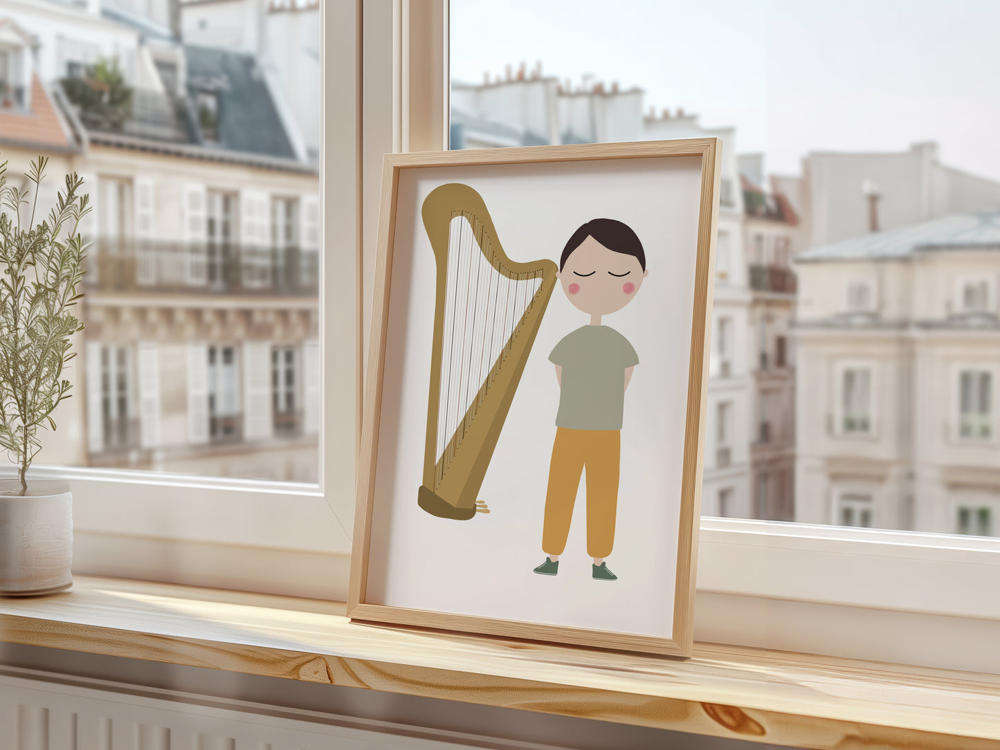 Harp Player Boy Art Print