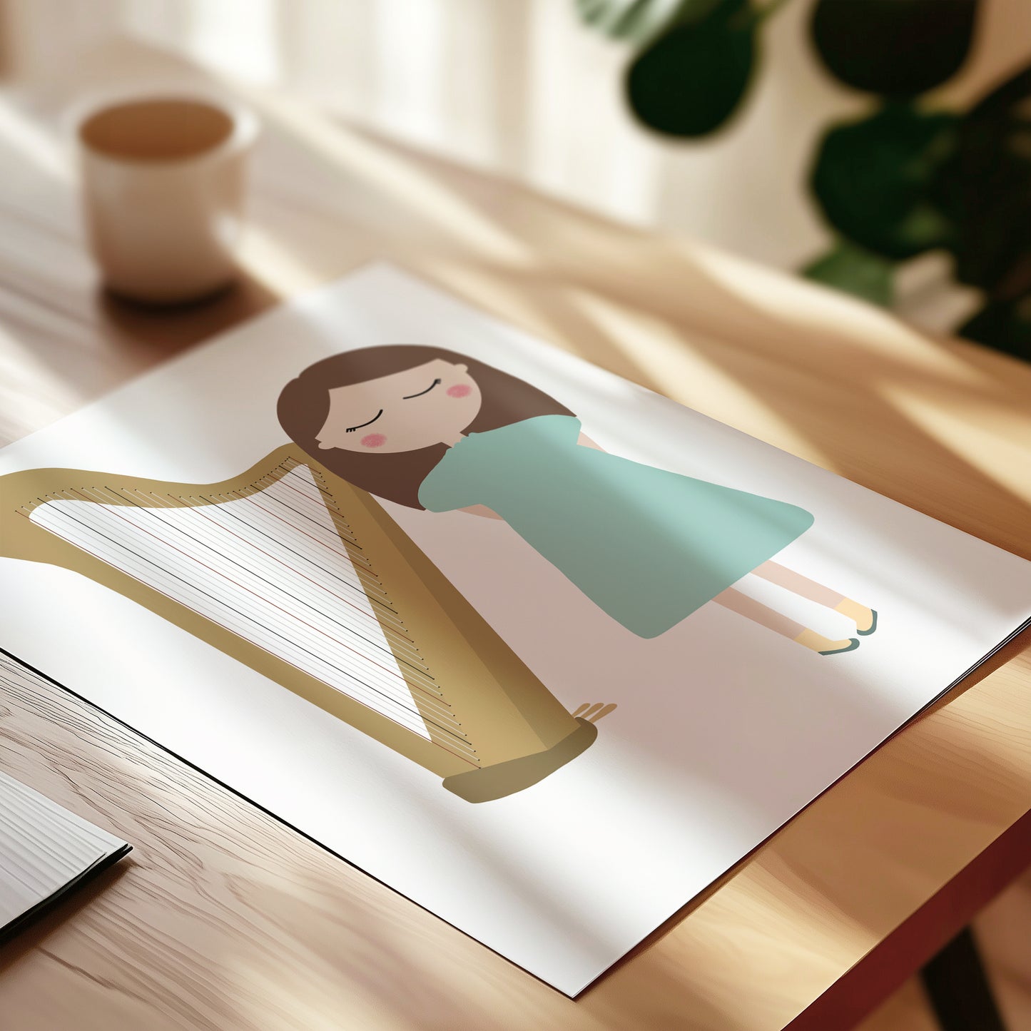 Harp Player Girl Art Print