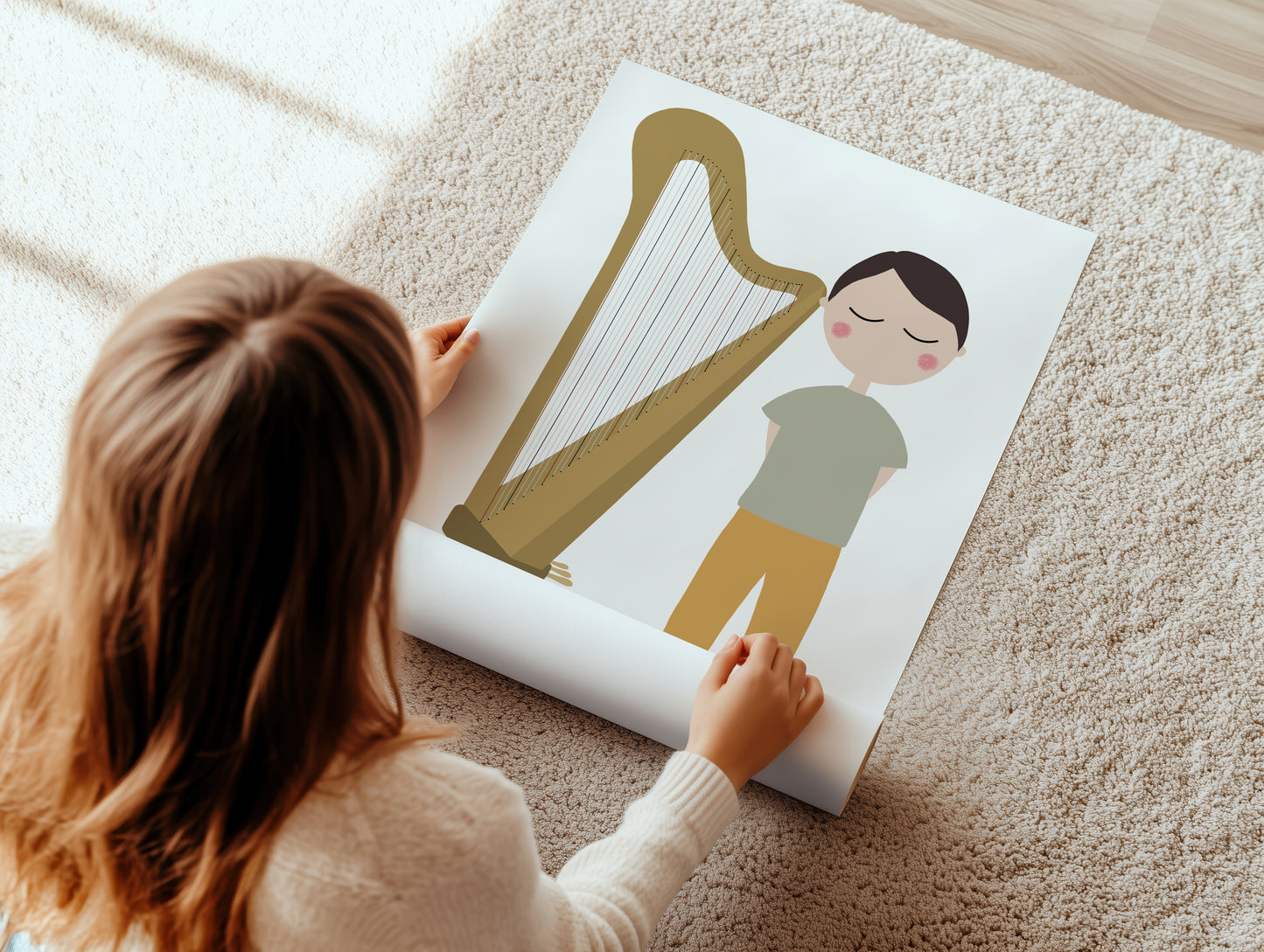 Harp Player Boy Art Print