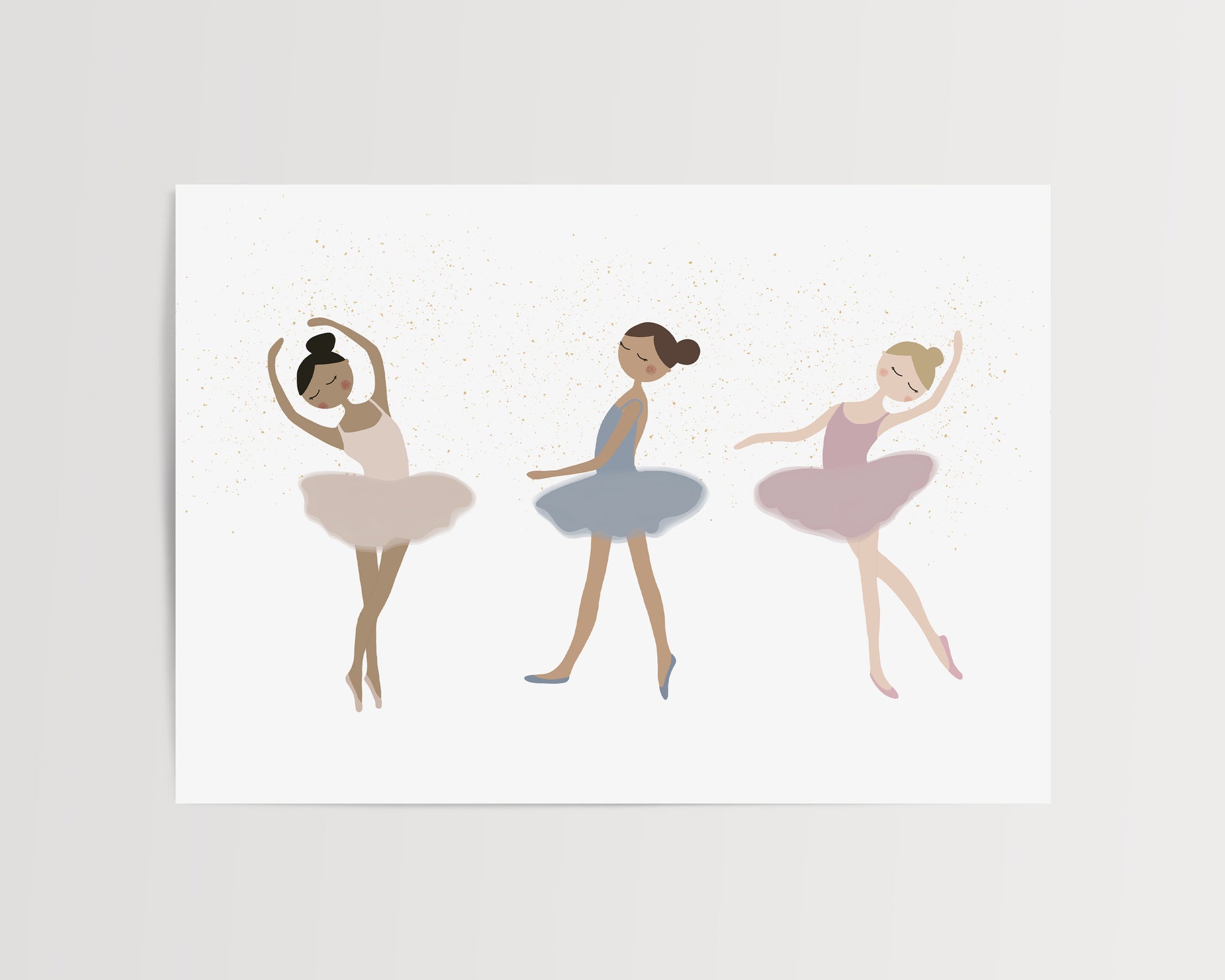 Little Ballerinas Illustration for Kids room by Jollie Bluebear