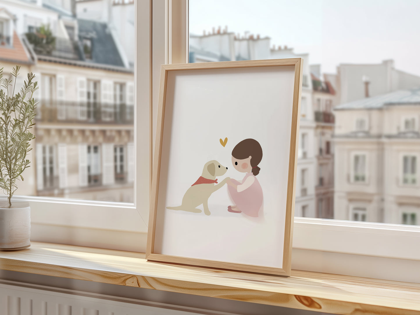 Little Girl And Her Dog Art Print