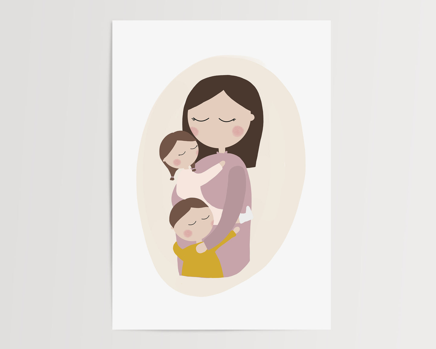 Mom And Two Kids Illustration by Jollie Bluebear