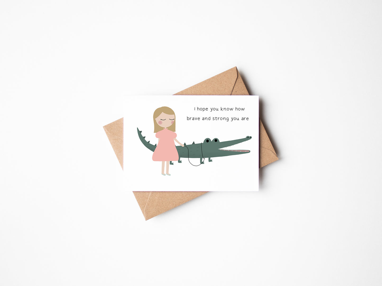 Crocodile and Girl greeting card by Jollie Bluebear
