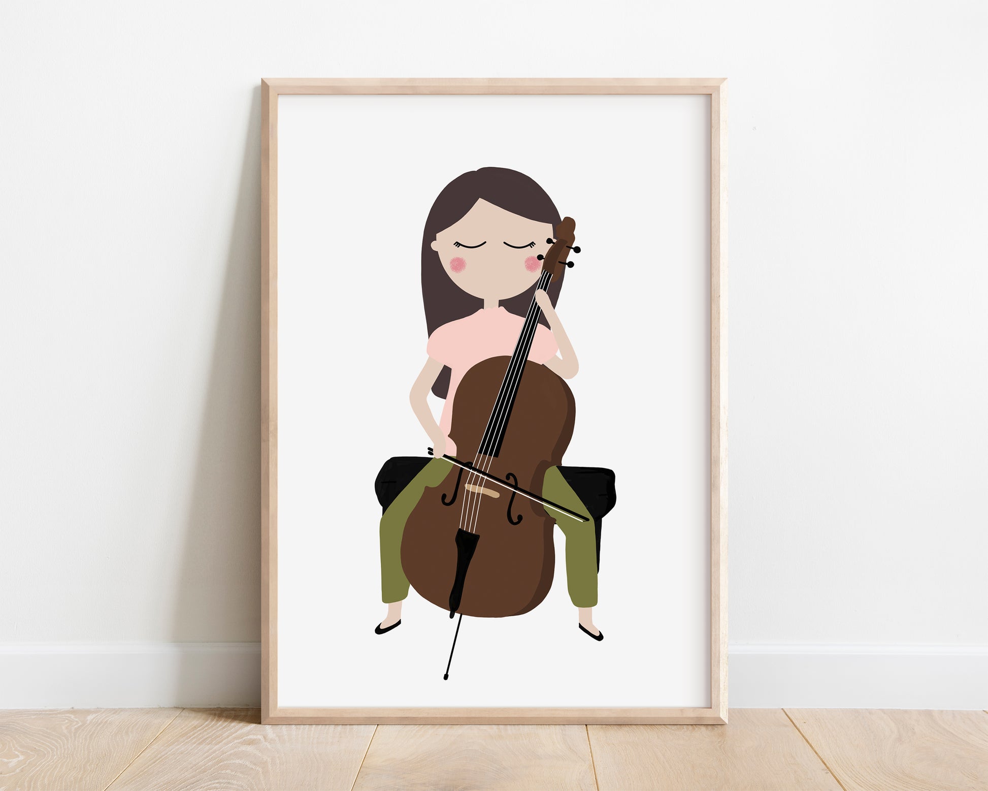 Cello Player Music Art Print by Jollie Bluebear