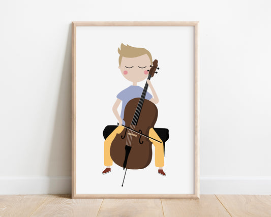Cello Music Art Print by Jollie Bluebear