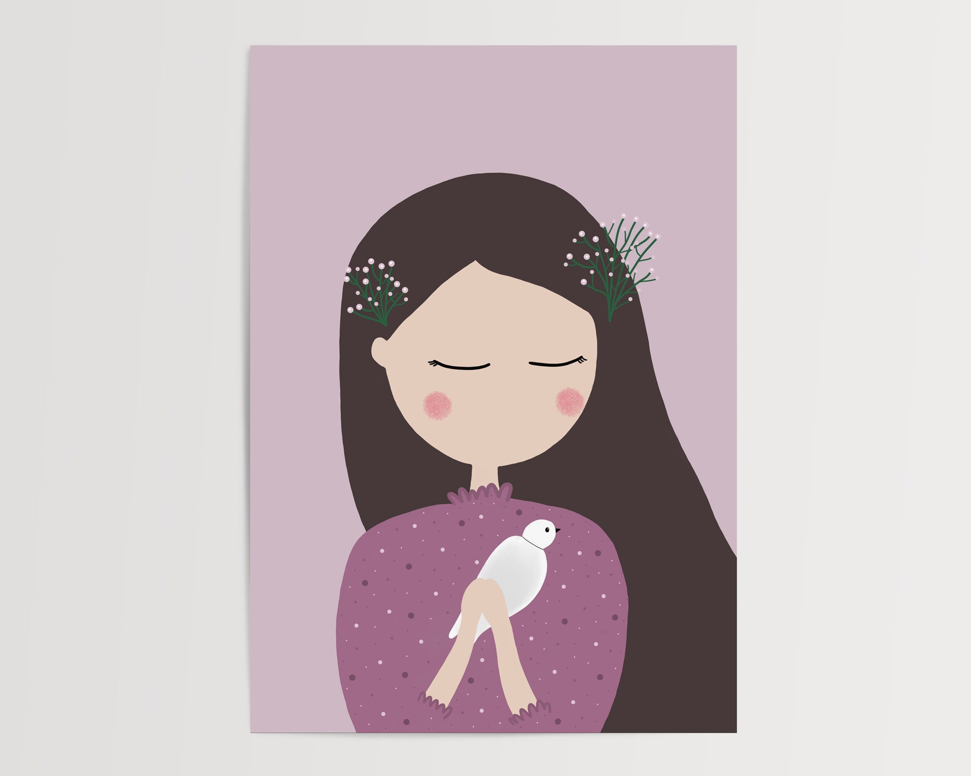 Girl With A Dove poster by Jollie Bluebear