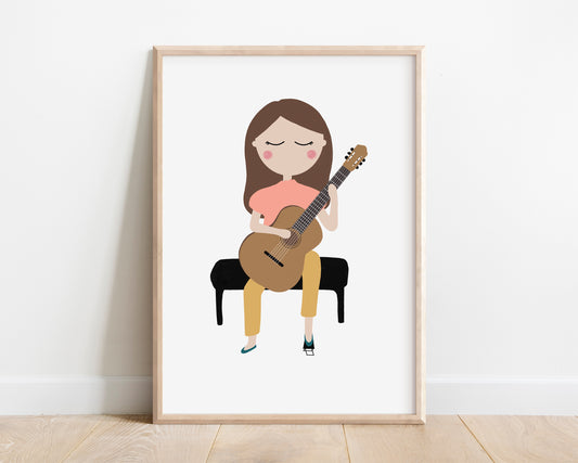 Guitar Player Music Art Print by Jollie Bluebear