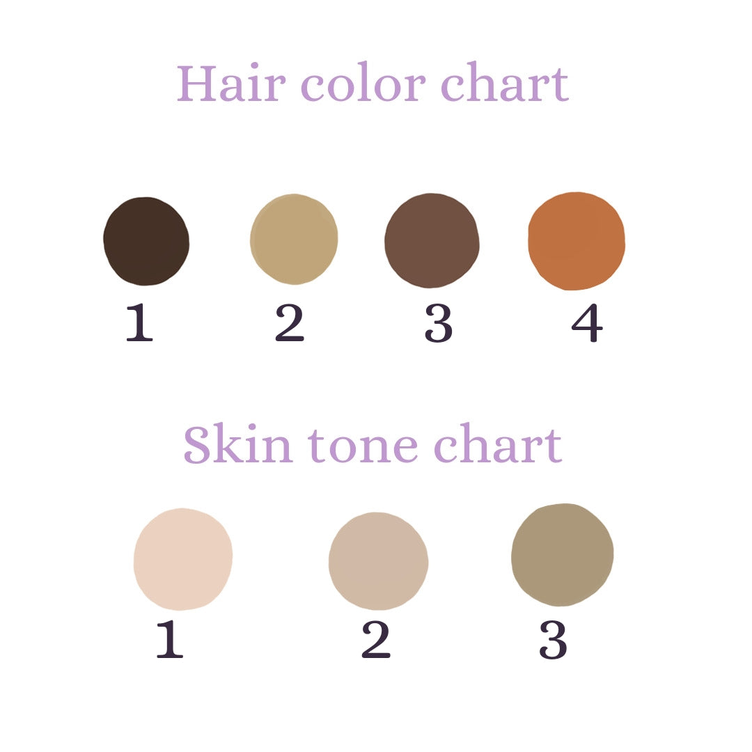 Hair color and skin tone chart