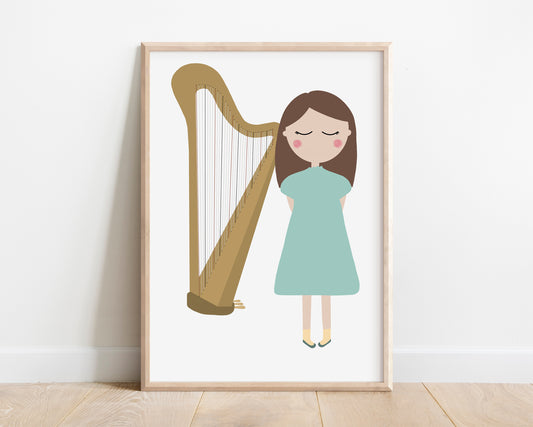 Harp Player Music Poster by Jollie Bluebear