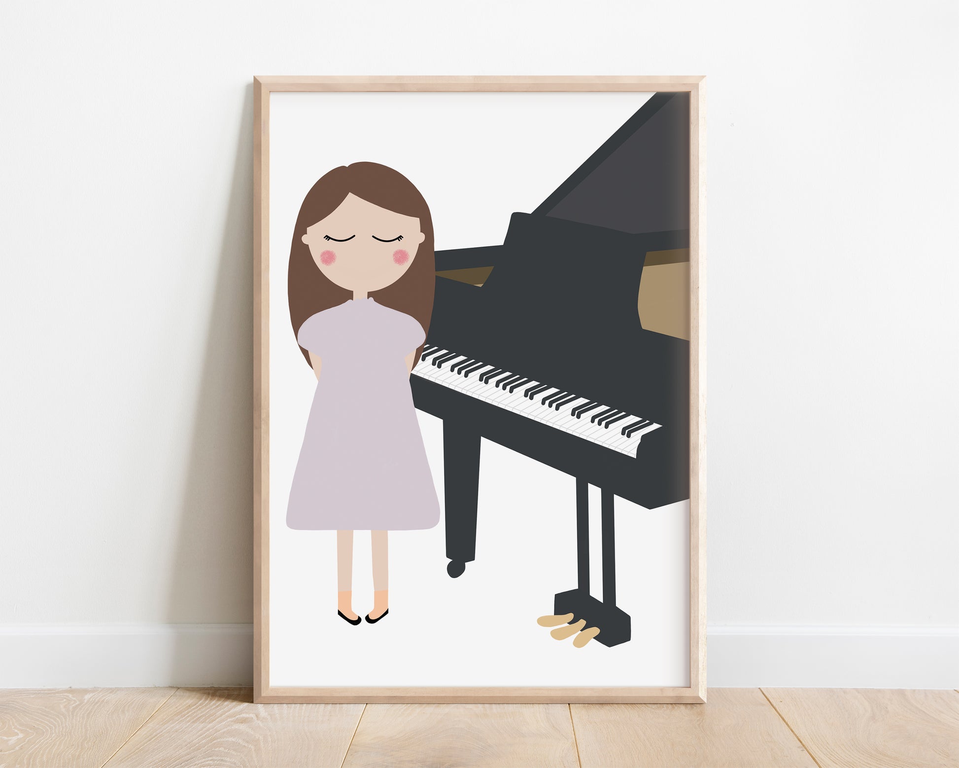girl playing piano drawing
