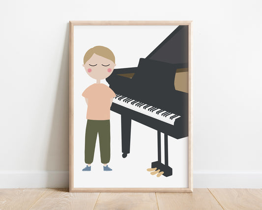 Piano Player Music Poster by Jollie Bluebear