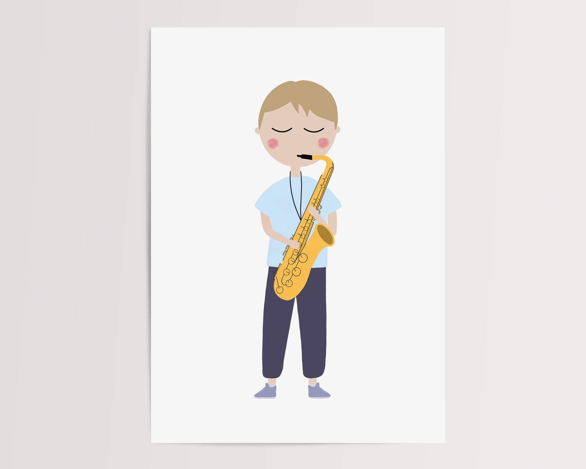 Saxophone Music Print by Jollie Bluebear