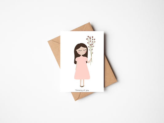 Thinking of you greeting card by Jollie Bluebear