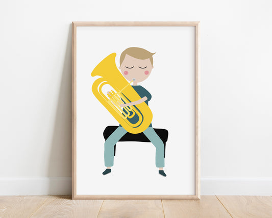 Tuba Player Boy Art Print