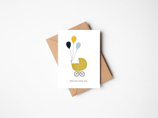 Welcome Little One Baby Birth Card by Jollie Bluebear
