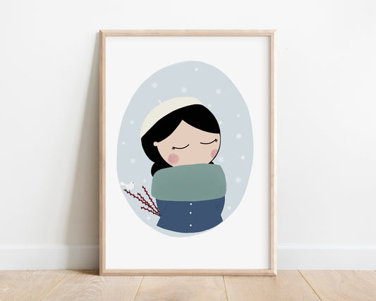 Winter Girl Art Print by Jollie Bluebear